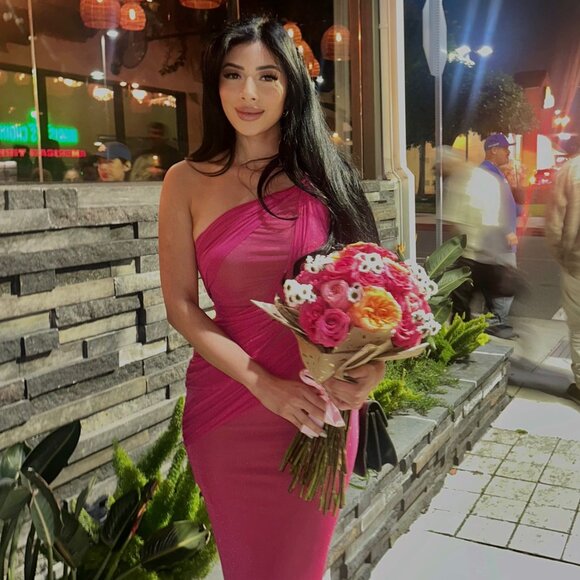 JLUXLABEL "Pink Alari One-Shoulder Maxi Dress" Size Small - Picture 4 of 12